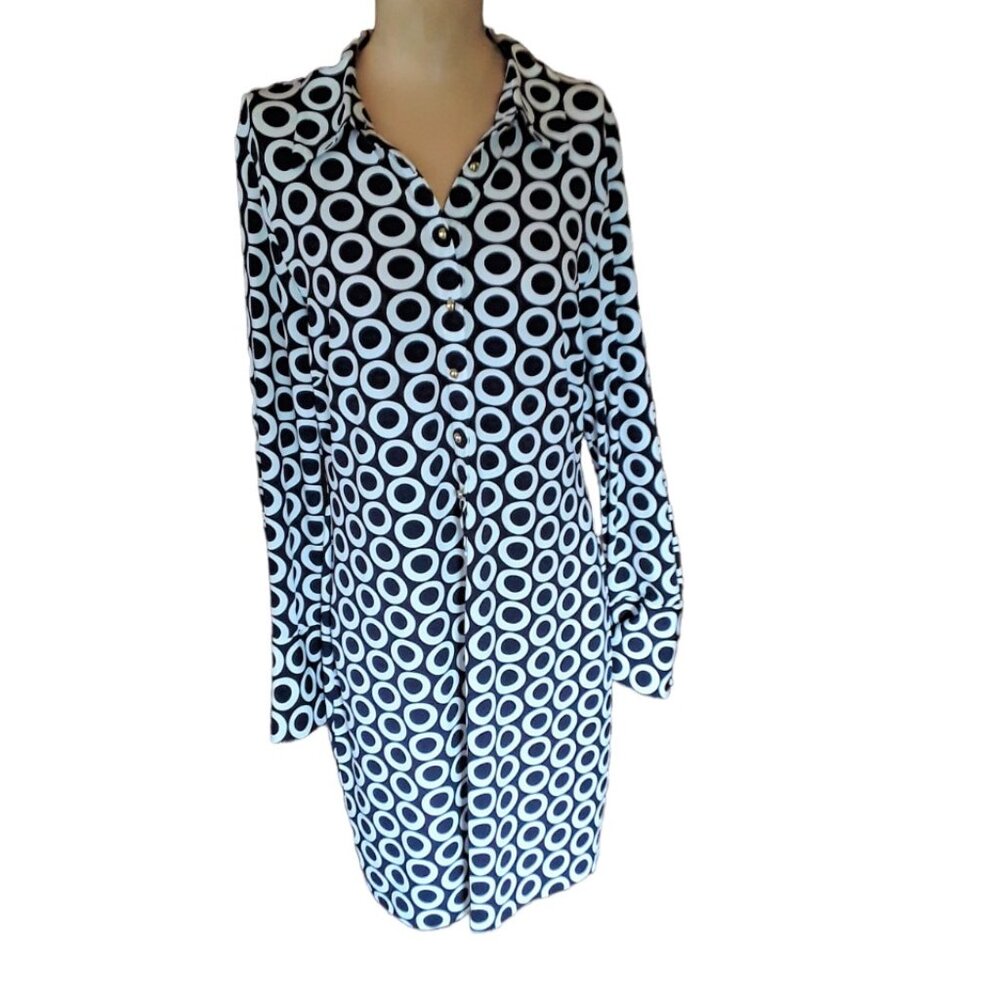 INC International Concepts Button Down LS  Shirt Dress Comfy Business L